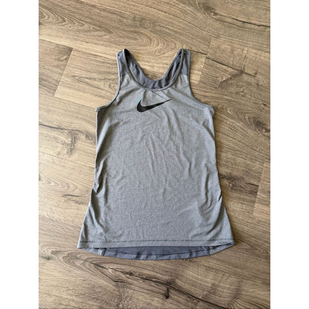 Nike Dri Fit Women Size Large Gray Racerback Activewear Shirt Tank